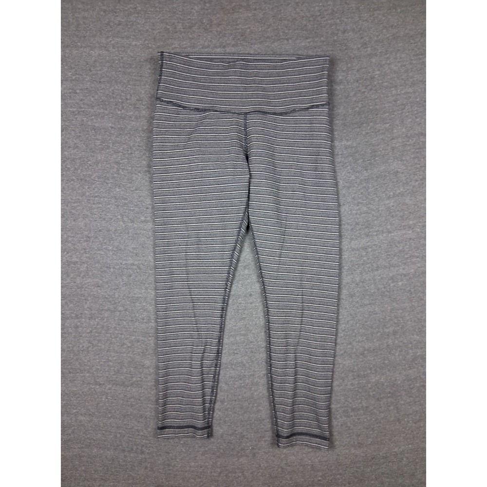 Lululemon Womens Leggings 8 Gray Crop Heathered Active Athleisure Free Flow